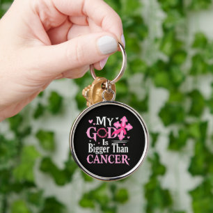My God is Bigger Than Cancer Breast Key Ring