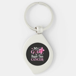 My God is Bigger Than Cancer Breast Key Ring