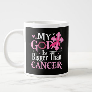 My God is Bigger Than Cancer Breast Large Coffee Mug