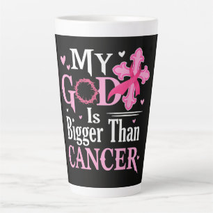 My God is Bigger Than Cancer Breast Latte Mug