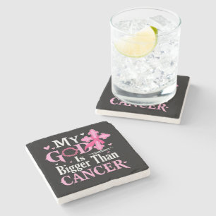 My God is Bigger Than Cancer Breast Stone Coaster