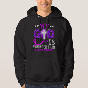My God Is Stronger Than Alzheimer Awareness Purple Hoodie