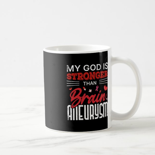 My God Is Stronger Than Brain Aneurysm Awareness G Coffee Mug (Right)
