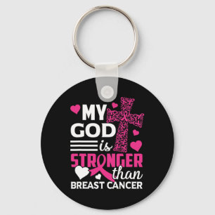 My God Is Stronger Than Breast Cancer Awareness Key Ring