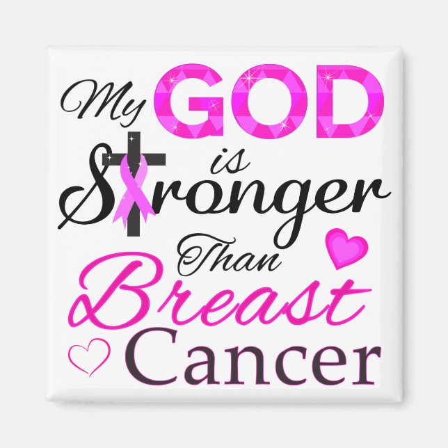 My GOD is Stronger Than Breast Cancer Magnet (Front)