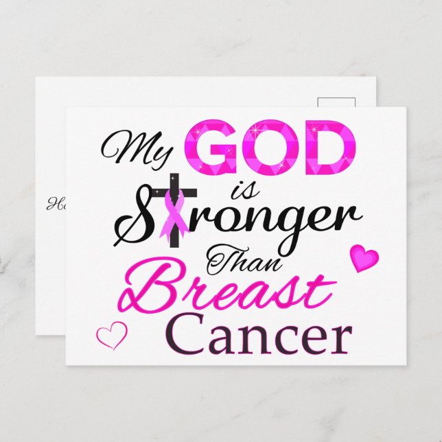 My GOD is Stronger Than Breast Cancer Postcard (Front/Back)