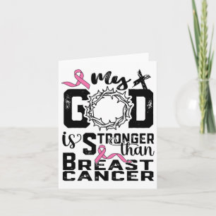 My God Is Stronger Than Christian Breast Cancer Aw Card