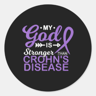 My God Is Stronger Than Crohns Disease Awareness Classic Round Sticker