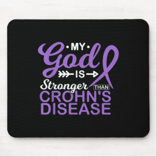 My God Is Stronger Than Crohns Disease Awareness Mouse Pad