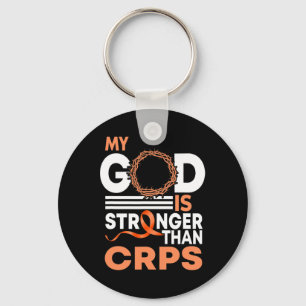My God Is Stronger Than Crps Awareness Ribbon Key Ring