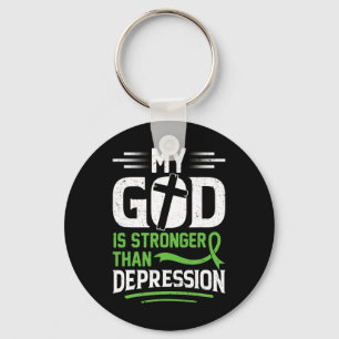 My God Is Stronger Than Depression Christian Menta Key Ring