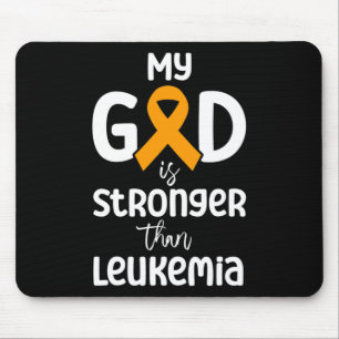 My God Is Stronger Than Leukaemia Awareness Ribbon Mouse Pad