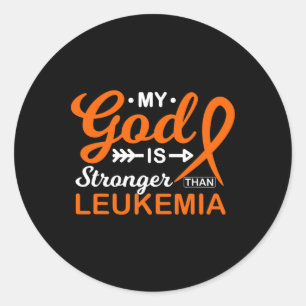My God Is Stronger Than Leukaemia Awareness Warrio Classic Round Sticker