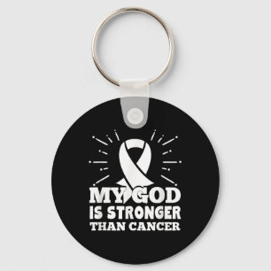 My God Is Stronger Than Lung Cancer Faith Key Ring