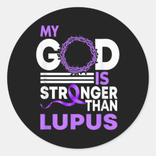 My God Is Stronger Than Lupus Awareness Ribbon  Classic Round Sticker