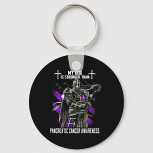 My God Is Stronger Than Pancreatic Cancer Awarenes Key Ring