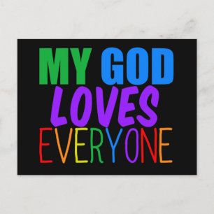 My God Loves Everyone Beautiful Rainbow Postcard