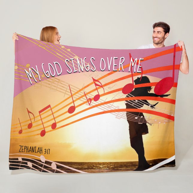 MY GOD SINGS OVER ME Christian Fleece Blanket (In Situ)