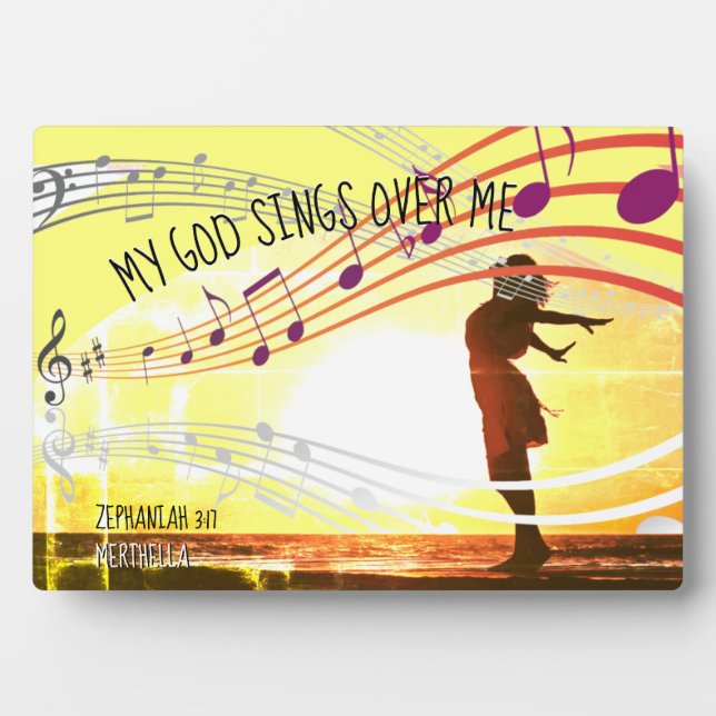 MY GOD SINGS OVER ME Personalised Plaque (Front)