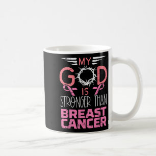 My God Stronger Than Breast Cancer Awareness Chris Coffee Mug