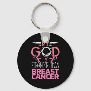My God Stronger Than Breast Cancer Awareness Chris Key Ring