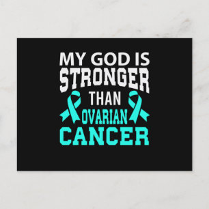 My God Stronger Than Ovarian Cancer Awareness Announcement Postcard