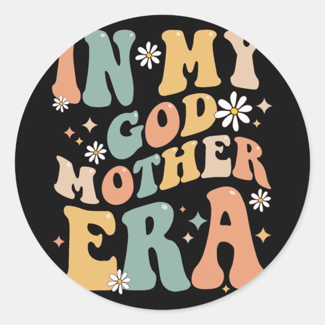 My Godmother Era Lover Groovy Retro Mum Funny Moth Classic Round Sticker (Front)