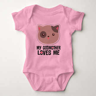My Godmother Loves Me Kitty Cat Girls T-shirt Baby Bodysuit