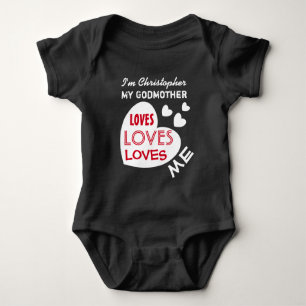 My GODMOTHER Loves Me with Hearts Custom Text V01F Baby Bodysuit