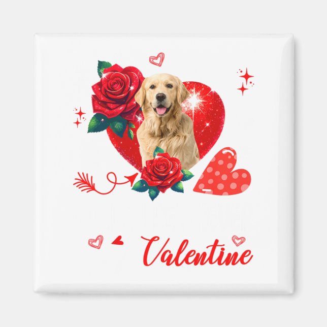 My Golden Retriever Is My Valentine Owner Floral H Magnet (Front)