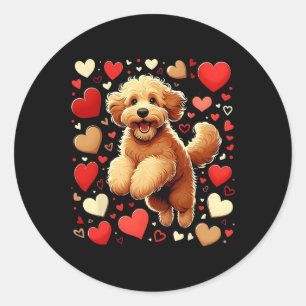 My Goldendoodle Is My Valentine Heartfelt Golden D Classic Round Sticker