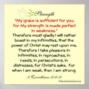 My grace is sufficient for you Bible Quote Prayer Poster
