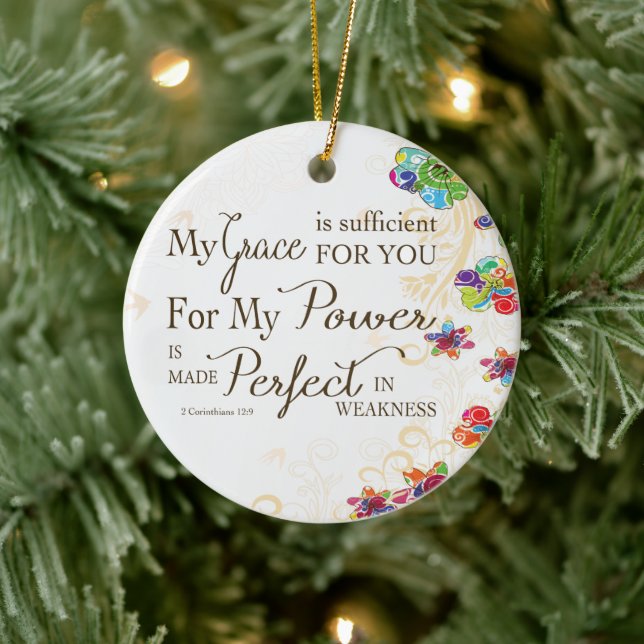 My Grace is Sufficient For You Ceramic Ornament (Tree)