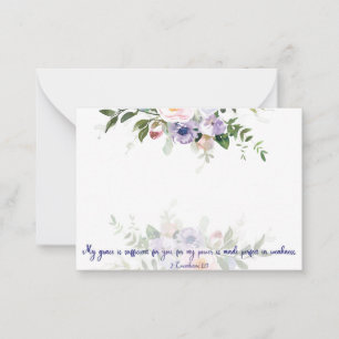 My grace is sufficient, pastel watercolor floral  card