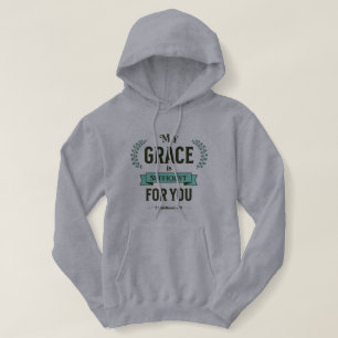 My Grace is Sufficient Scripture Teal Hoodie
