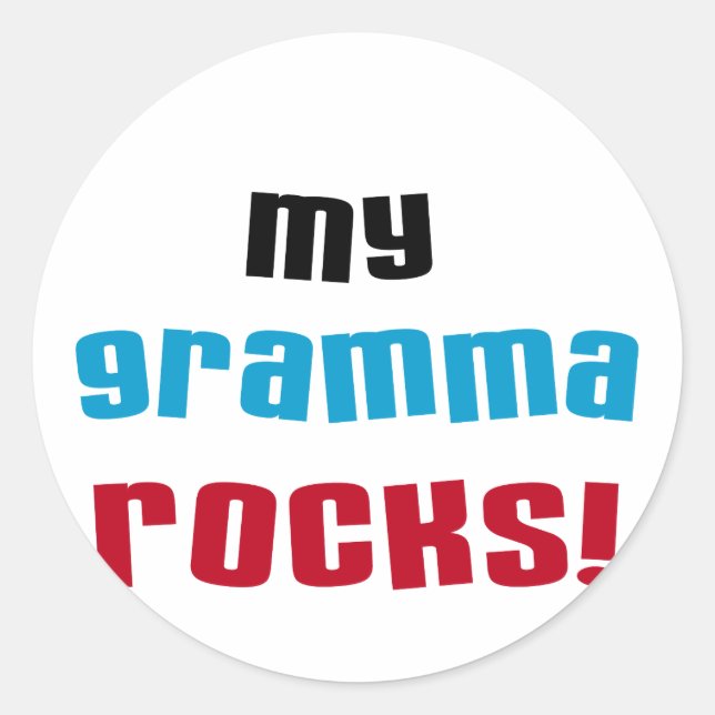My Gramma Rocks T-shirts and Gifts Classic Round Sticker (Front)