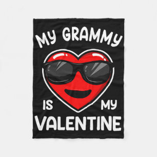 My Grammy Is My Valentine Heart Sungles Boy Girl Fleece Blanket