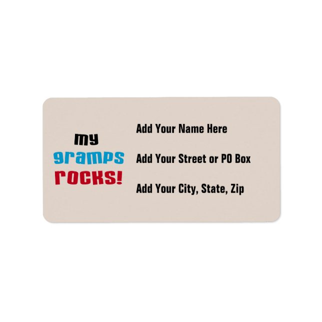 My Gramps Rocks T-shirts and Gifts Label (Front)