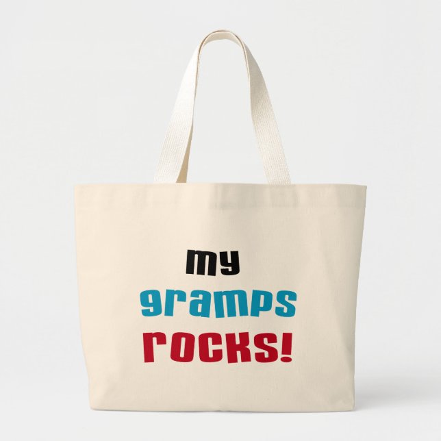 My Gramps Rocks T-shirts and Gifts Large Tote Bag (Front)