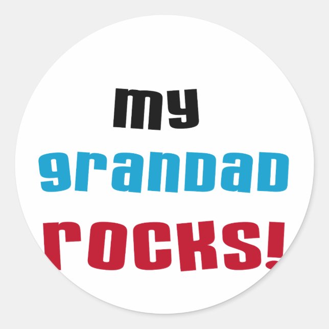 My Grandad Rocks T-shirts and Gifts Classic Round Sticker (Front)