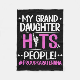 My Granddaughter Hits People Proud Karate Nana Gra Fleece Blanket