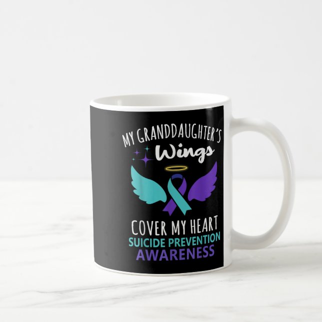 My Granddaughters Wings Cover Heart Suicide Awaren Coffee Mug (Right)