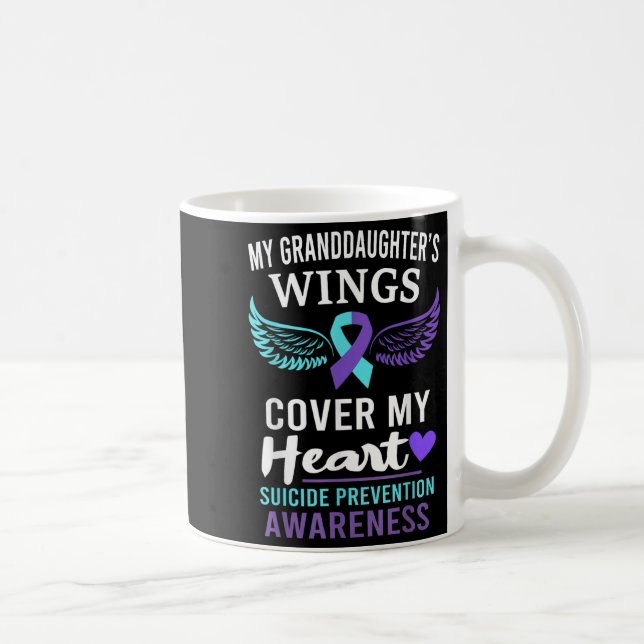 My Granddaughters Wings Cover Heart Suicide Awaren Coffee Mug (Right)