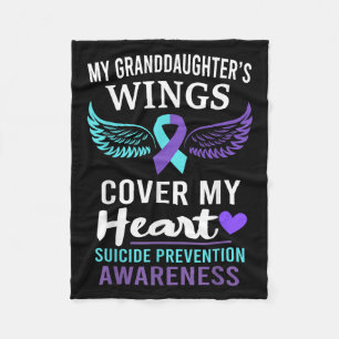 My Granddaughters Wings Cover Heart Suicide Awaren Fleece Blanket