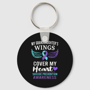 My Granddaughters Wings Cover Heart Suicide Awaren Key Ring