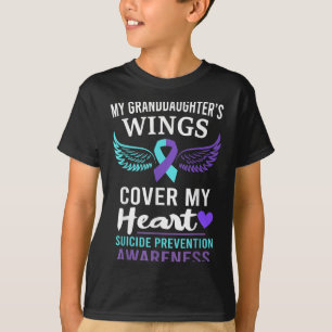 My Granddaughters Wings Cover Heart Suicide Awaren T-Shirt