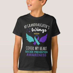 My Granddaughters Wings Cover Heart Suicide Awaren T-Shirt