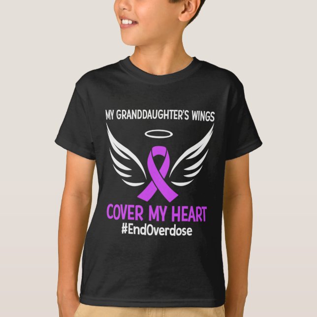 My Granddaughter's Wings Cover My Heart Purple Rib T-Shirt (Front)