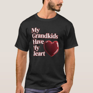 My Grandkids Have My Heart Glossy Red Heart T-Shirt