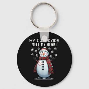 My Grandkids Melt My Heart Snowman Grandparent Key Ring